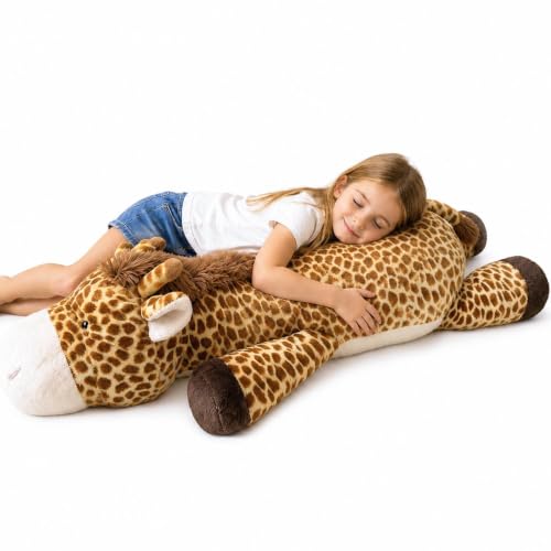 Image of MMguai 40inch Giant Giraffe Stuffed Animal, Cute Cuddly Stuffed Giraffe Plush Toy Pillow, Big Large Soft Giraffe Plushie Gift for Kids, Adults, Boys & Girls, Birthday