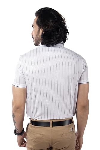 Image of Men's Polo T- Shirts Collar Neck Half Sleeves, Regular Fit, Cotton Mercerized Collection with All Over Vertical Printed Stripes /Comfortable and Soft