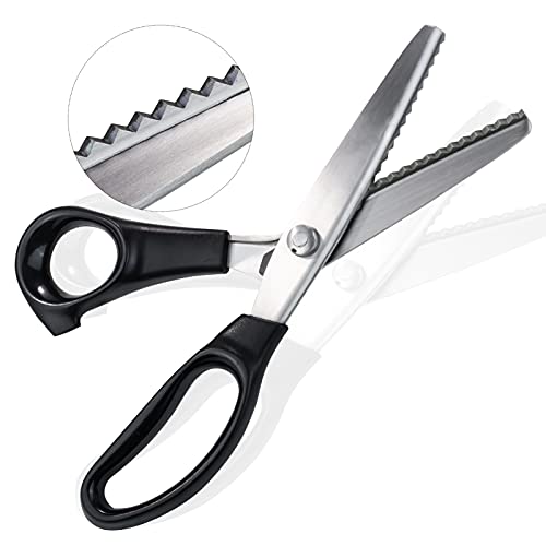 Pinking Shears for Fabric, 9.25 Inches Professional Sewing Craft Scissors Zig Zag Scissors with Rubber Handle, Stainless Steel Dressmaking Serrated Scalloped Pinking Shears for DIY image 5