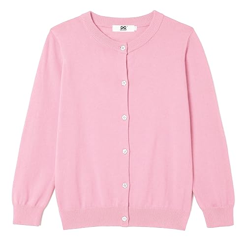 Image of Girls' Cardigan Sweater [Cute Petal Buttons] Cotton Long Sleeve Crewneck Uniform Sweater for 5-14 Years Girls