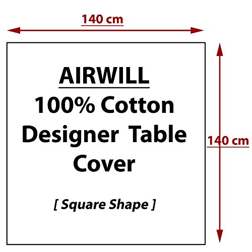 Image of AIRWILL , 100% Cotton Self Designed 4 Seater Table Cloth, Pack of 1 Pc., Rectangular, Red