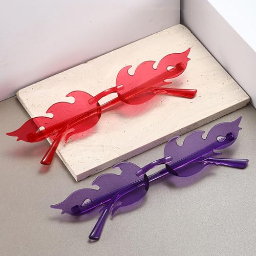 10Pcs Fire Flame Glasses Rimless Flame Fire Sunglasses for Mardi Gras St.patrick's Day Women Men Cosplay3