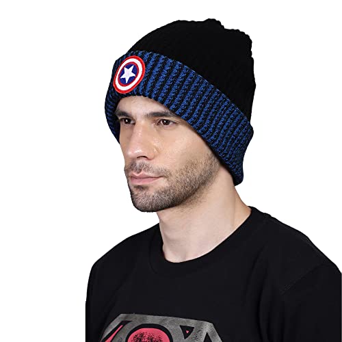 Image of Free Authority Captain America Printed Regular Fit Navy Blue Cotton Men Hoodie Sweatshirt