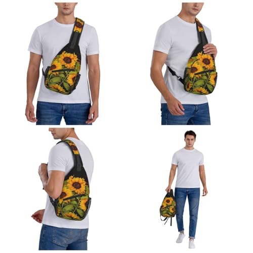 Mochila tipo Sling Crossbody diseño Sun Flower negra miniatura 6