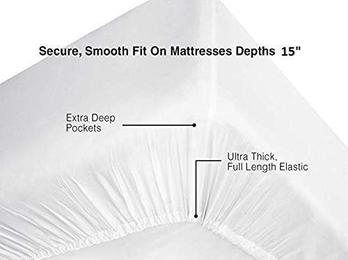 Miniatura 2 de Prince Bedding - 1 pieza de color gris elefante sólido, 1 pieza (solo sábana inferior), 700 hilos, 100% algodón egipcio, bolsillo profundo de 15