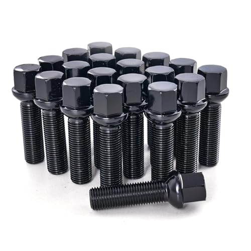 Image of 20 x Black M14x1.5 Ball Seat Lug Bolts with 45mm Shank Length
