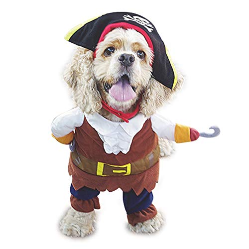 WORDERFUL Dog Pirates Costume Halloween Pet Clothes Cat Caribbean Style Dress Cosplay (XS)