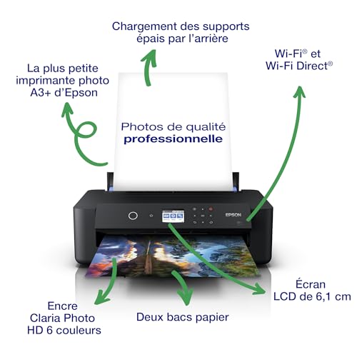 EPSON Expression Photo XP-15000 | Imprimante A3+ 6 couleurs - Impression photo recto-verso, WiFi Direct, Ethernet, Écran tactile, Encres Claria HD, Compacte, Polyvalente