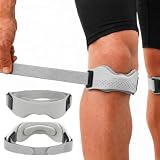 Tpubmity 2 Pezzi Cinturino Rotuleo con Cuscinetto in Silicone, Fascia Regolabile contro la Tendinite e il Ginocchio del Saltatore, Sollievo dal Dolore per Corsa, Calcio e Squat,Grigio