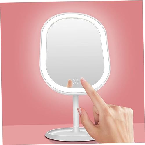 Miroir avec lumière cosmétique bureau dessus de table vanité blanc - 7