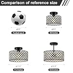 Black Crystal Ceiling Light Fixture,Modern Semi Flush Mount Ceiling Lighting Fixture,Round Small Chandelier for Hallway, Entryway, Laundry Room, Kitchen, Bedroom, Foyer, Bathroom, 1 Light, 9 inch - Image 4