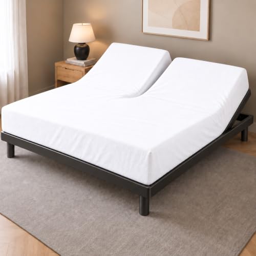 1 Piece Top Split King Fitted Sheet for Adjustable beds, 34" Split, White