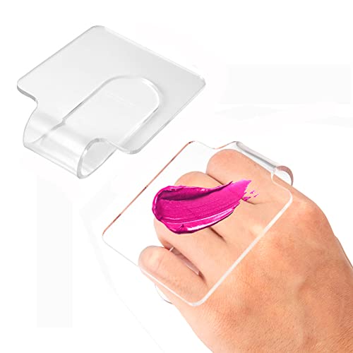 2 paletas de maquillaje de mano profesionales de acrílico transparente para mezclar base, cosméticos, arte de uñas, paleta de manicura