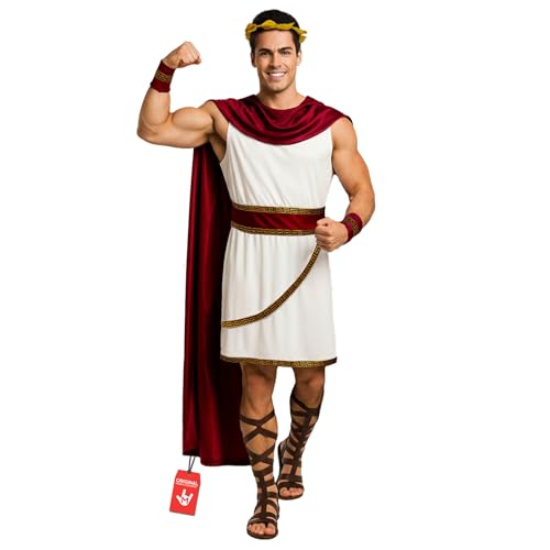 Morph Costume Dio Greco Uomo Rosso, Apollo Costume Romano Uomo,