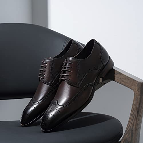Image of Jousen Men's Dress Shoes Leather Oxford Formal Derby Shoes | Smooth Leather,Retro Plain Toe,All-Day Comfort,Office Work,Wedding Party,Business Meeting,Date Night