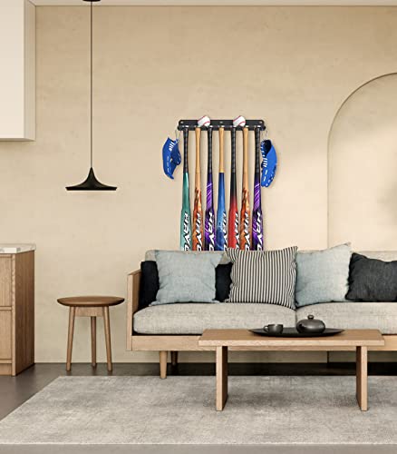 Qba Wall Mount Baseball Bat Holder, 8 Prongs Heavy Duty Steel Bat Rack Holds 14 Bats, Baseball Softball Bats Organizer On Dugout Fence Home Garage, 14 Bats Rack #TOP4