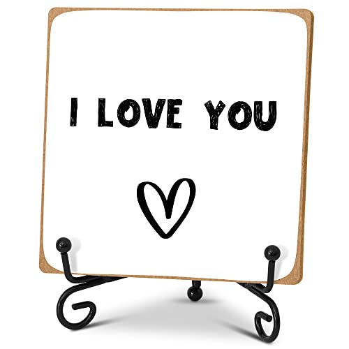 I Love You Gift For Women Office Desk Decor Wood Plaque With Stand, Mother's Day Gift Thinking Of You Gifts For Women Friends Girlfriend Boyfriend Mom Sisters -A06 #TOP19