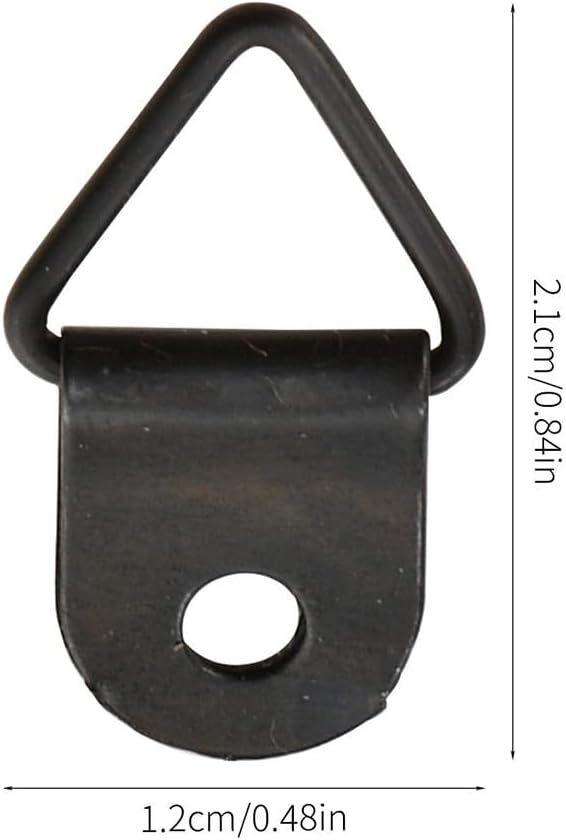 50 Pcs Triangular D For Ring Hangers for Picture Frames, Iron Photo Frame Hooks Wall Mounting Hardware for Home Improvement, Cross Stitch Hanging Kit and(Black)