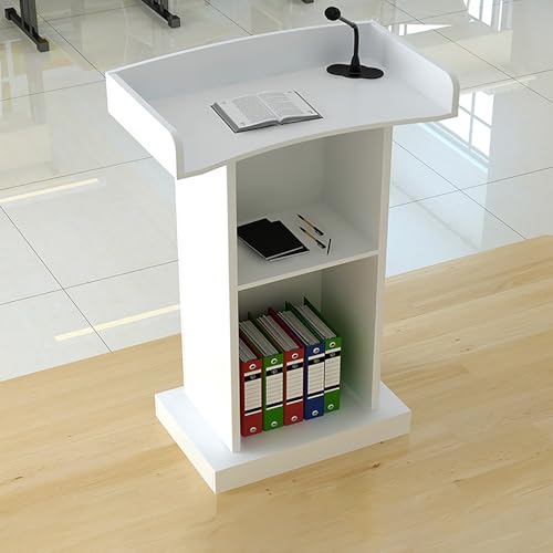 Atril de bodas y discursos en color blanco con base estable y balda interior 2