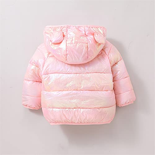 Niceclould Winter Coat Toddler Kids Solid 3D Bear Ear Hooded Padded Jacket Outfit Body Girls Snow Warm Clothes Outerwear(A-Pink,12-18 Months) #TOP1