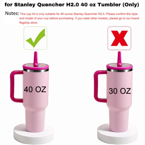 Image of 2 Pack Stanley Cup Lid Replacement 40 oz, with Leak Proof and Flip Straw Lid, Stanley Cup Accessories, for Stanley Quencher H2.0 40 oz Tumbler (Only), BPA Free (Beige and Pink Set)
