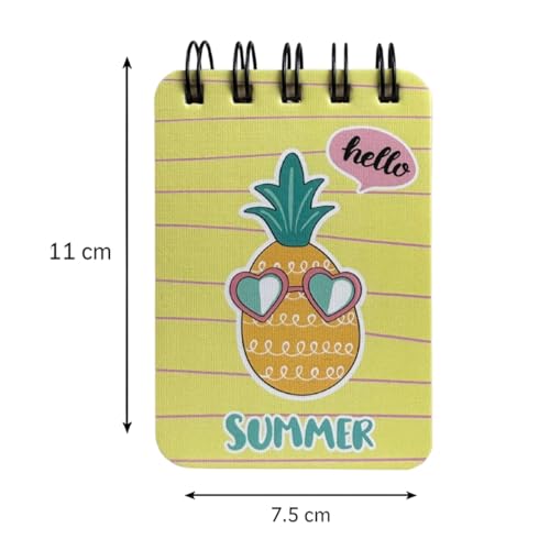Image of Spiral Pocket Notebook (7.5 x 11 cm) | Cute Mini Notepad | Small Handy Notebook for School, Office & Personal Notes (Summer)