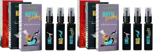 Image of Maryaj Love Song EDP Gift For Her and Mad Love EDP Gift For Him and Maybe Someday EDP (Pack of 6, Each 8ML) Long Lasting Scent Spray Gift For Men and Women