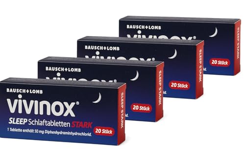 Schlaftabletten SLEEP stark 4 × 20 St. mit 50 mg Diphenhydramin Schneller Einschlafhilfe Durchschlafen I Sparset mit Pharma Perle Duschgel