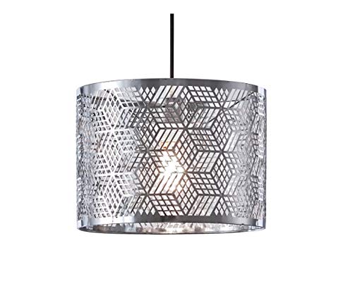 Innoteck Modern Decorative Cube-Pattern Chrome Metal Drum Shade, Multi-Functions for Desk, Floor Lamp & Ceiling Pendant