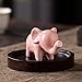 OwMell Good Luck Elephant Decor for Home, Small Ceramic Elephant Statue Figurine for Home Decor - Pink