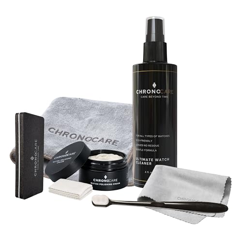 Watch Polishing & Cleaning Kit Scratch Repair Cream Polishing Cloth Cleaner Spray Matte Renewal Sponge Brush & Premium Drying Towel Safe for All Luxury Metal Watches Complete Restoration Set