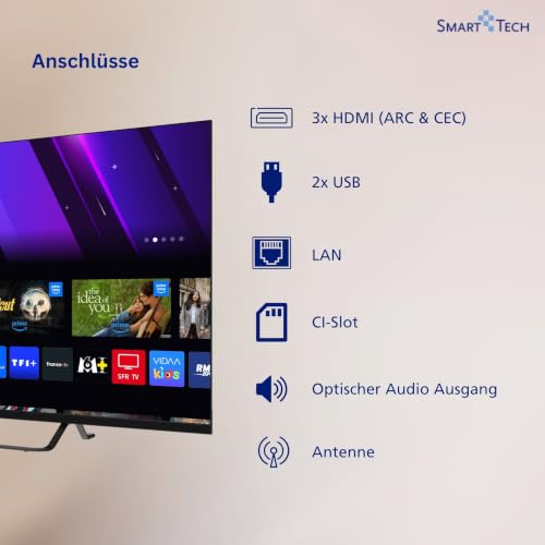 Smart Tech 40QV02V QLED Fernseher 40 Zoll VIDAA Smart TV Full HD Auflösung – Ansicht 4