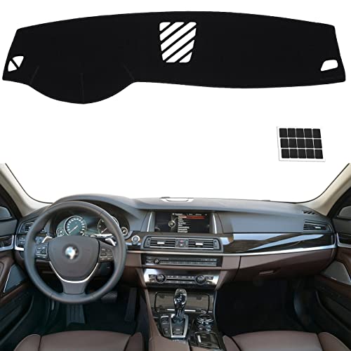 TUCAREST Dash Cover Fit for 2011-2016 BM-W 5 Series/ 528i 535i 550i xDrive Nonslip Car Dash Board Mat Sunshade No-Glare and Slip Pad Carpet Sunshield Protector (Without HUD) Flannel Black