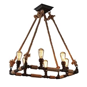 Woonkamer kroonluchter, Industriële v-intage 6 lichten hanglampen opknoping lamp 28”W kroonluchter plafondlamp armatuur…