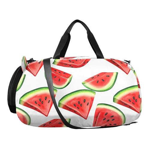 Red Fruit White Kids Travel Duffel Bag for Boys Girls Overnight Weekend Tote Bag with Shoes Compartment for Beach Swim Trip2