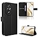 Produktbild Rojeuinn Hülle für Honor 200 Pro 5G Handyhülle-Hülle Stoßfest Case Cover-Handy Case in Premium Kohlefaser [Klappbar Flip] [Standfunktion Tasche] [mit Brieftaschenfunktion]  Schwarz