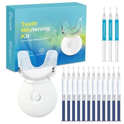 blanqueador dental profesional Kits de blanqueamiento de dientes - 12 blanqueamiento dental Geles y 3 Geles Desensibilizantes, blanqueador dental luz led, Incluye Bandeja Bucal y Caja