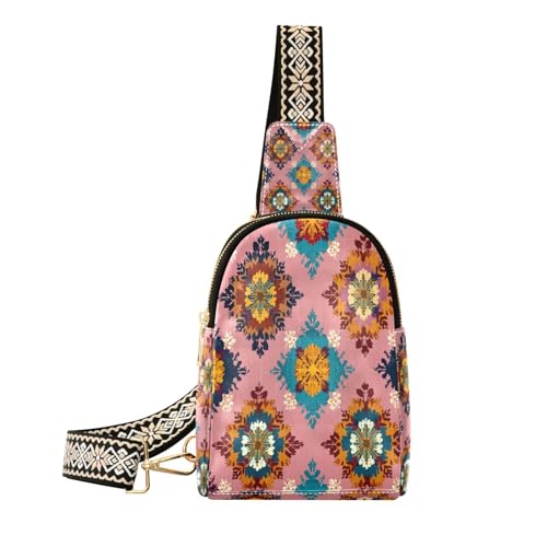 Motif floral bohème chic tendance rose aux finitions soignées en lin fluide