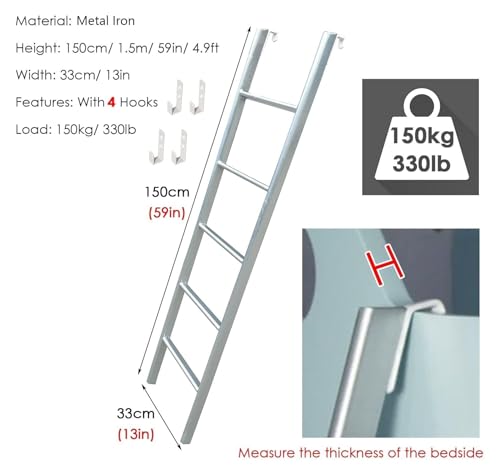Escalera para litera con ganchos de repuesto: ajuste perfecto y seguro en metal 4