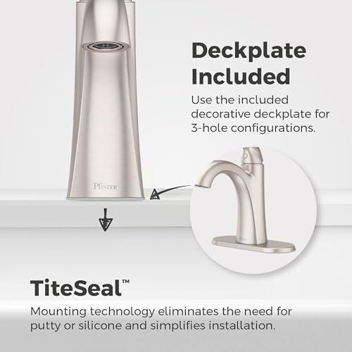 Pfister Willa Bathroom Sink Faucet, Single Control, 1-Handle, Single Hole, NSF Certified, Spot Defense Brushed Nickel Finish, LF042MALGS