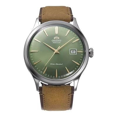 Orient Classic Bambino V4 - Orologio Uomo Automatico a Carica Manuale Casual Cinturino In Pelle Marrone Cassa In Acciaio Quadrante Verde - RA-AC0P01E30B RA-AC0P01E