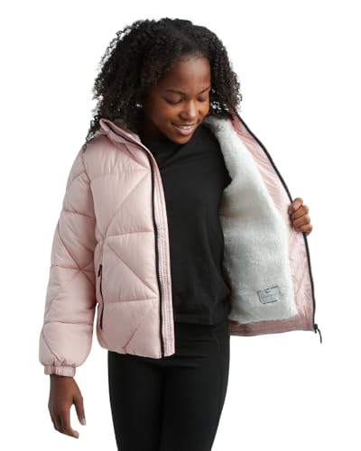 Image of Reebok Girls Heavyweight Quilted Cropped Puffer Parka with Sherpa Lining