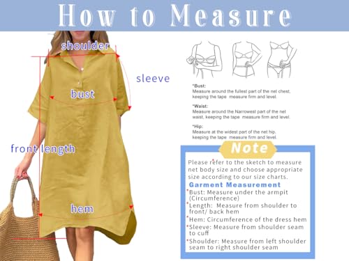 chouyatou Women's Summer Casual Linen Beach Tunic Dress Loose High Low Midi Long Polo T Shirt Dress4