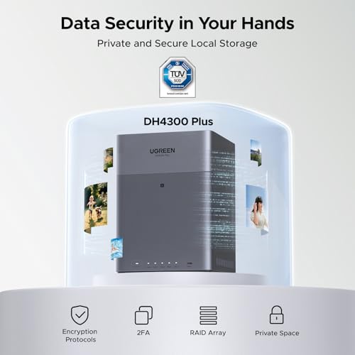 Image of UGREEN NAS DH4300 Plus 4-Bay Desktop NASync, Support Capacity 128TB (Diskless), Remote Access, AI Photo Album, Beginner Friendly, 8GB LPDDR4X RAM, 2.5GbE, 4K HDMI, Network Attached Storage (Diskless)