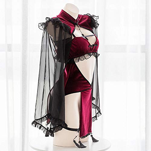 JINZIJINYU Adult Sex Underwear Black Red Velvet Sexy Hollow Lingerie Women Halloween Punk Gothic Witch Temptation Demon Cosplay Backless Dress Costumes - Image 4