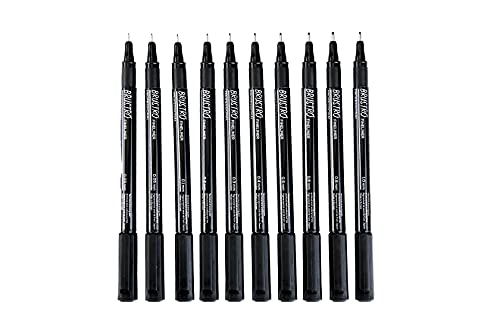 Image of BRUSTRO Metallic Brush Pens & Brustro Professional Pigment Based Fineliner - Set of 10 (Black)