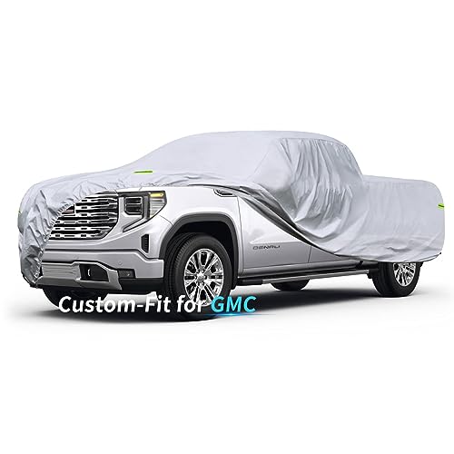 Image of Custom-Fit for GMC Car Cover, 7 Layers Car Cover Waterproof All Weather for Automobiles, Outdoor Full Cover Rain Sun UV Protection with Zipper (for GMC Canyon)