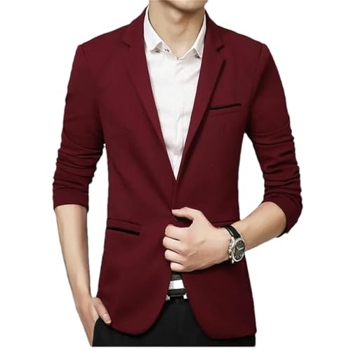 BoShiNuo Arrivée Luxe Hommes Blazer Automne Slim Fit Hommes Costume Hommes Costume Blazers Homme, bordeaux, S