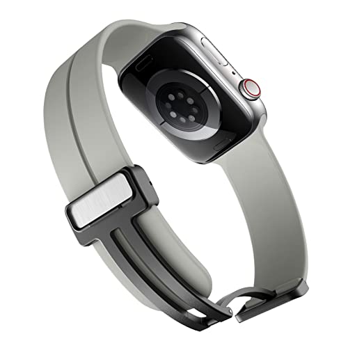 Image of Magnetic for Apple Watch Ultra Band 49mm 45mm 44mm 41mm 40mm iWatch Bands 38mm 42mm Men /Women,Sport Silicone Wristband Strap for Apple Watch Band Series 9 8 /7 /6 /5 /4 /3 /SE 2nd generation /Ultra 2