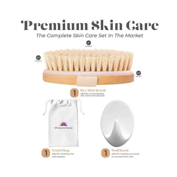 Dry-Skin-Body-Brush-Improves-Skins-Health-and-Beauty-Natural-Bristle-Remove-Dead-Skin-and-Toxins-Cellulite-Treatment-Improves-Lymphatic-Functions-Exfoliates-Stimulates-Blood-Circulation Dry Skin Body Brush - Improves Skin's Health and Beauty - Natural Bristle - Remove Dead Skin and Toxins, Cellulite Treatment, Improves Lymphatic Functions, Exfoliates, Stimulates Blood Circulation